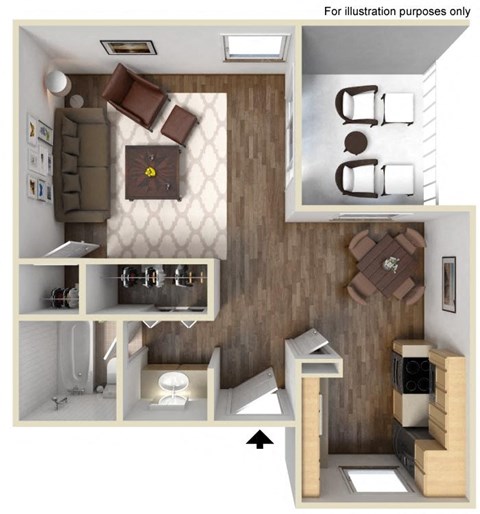 Studio 1 bath floor plan  at Navajo Bluffs, San Diego, CA